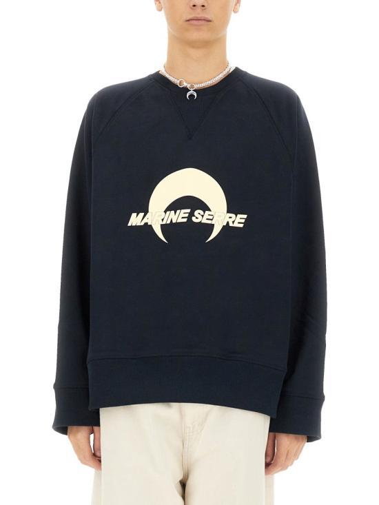 Marine Serre Navy Long Sleeve Sweatshirt UST019 ACJER0013 BL90