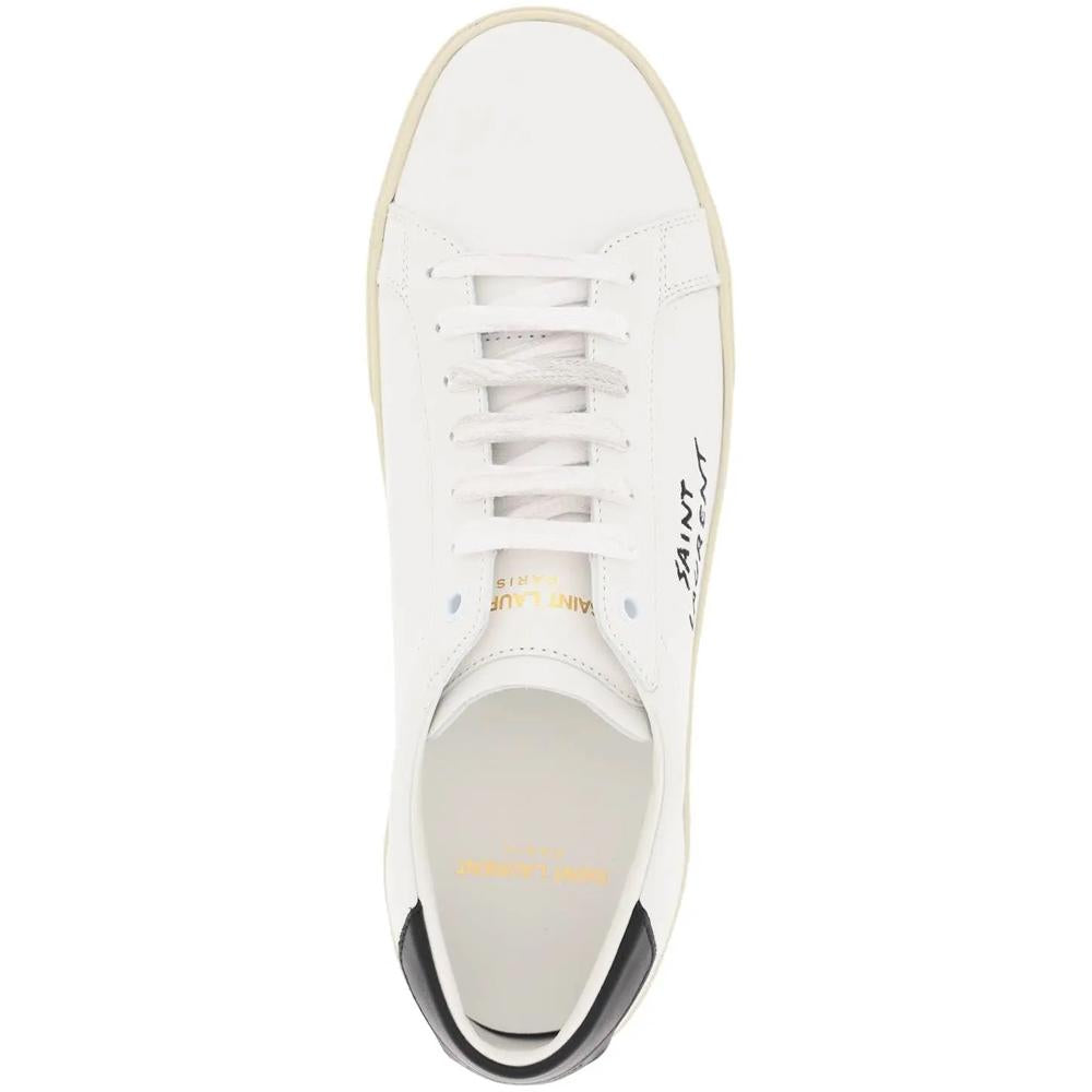 Saint Laurent Women’s Logo Embroidered Low-Top Sneakers White/Black