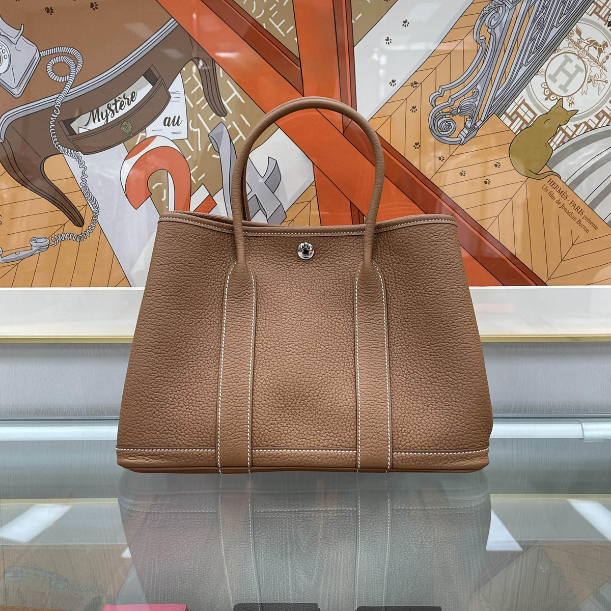 HERMES Garden Party 30 Tote Bag Gold Color G Stamp H051568CK37