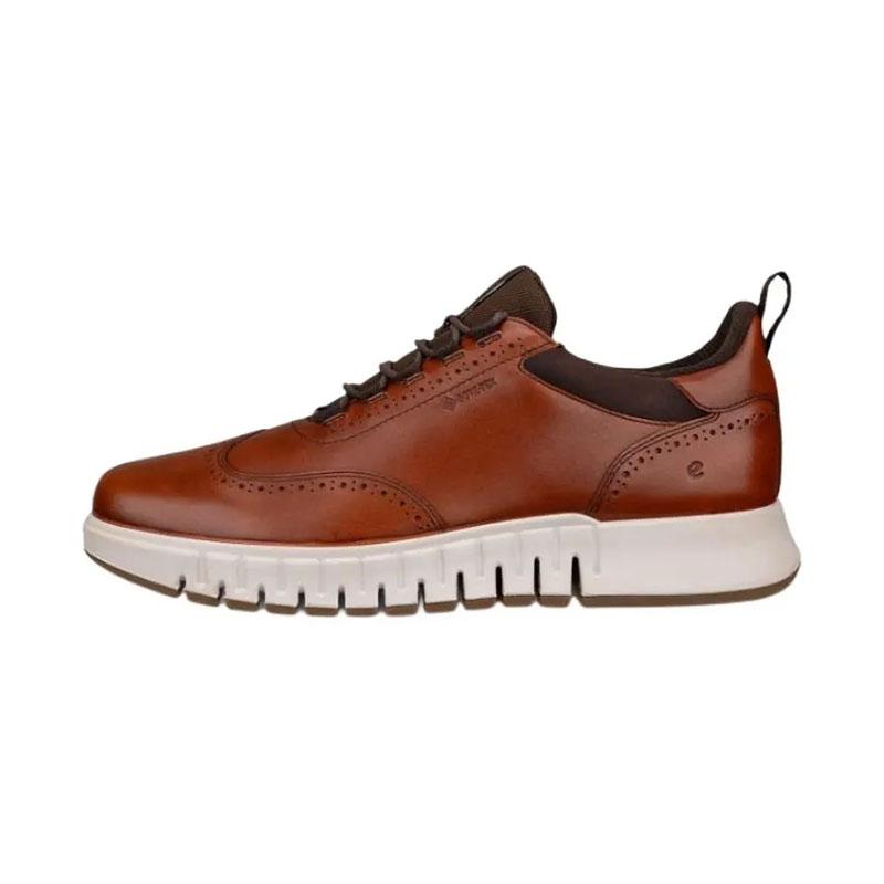 ecco Brown Leather Groove Studio Low-Top Sneakers for Men