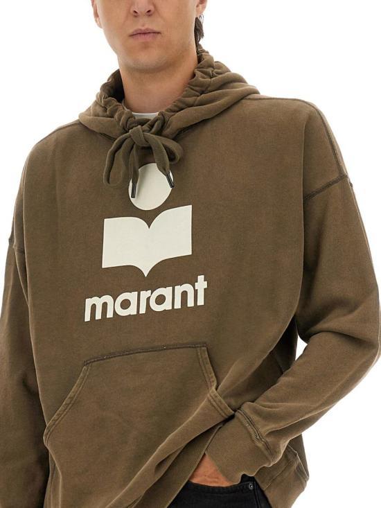 Isabel Marant Miley Logo Hoodie Dark Bronze Ecru Cotton Pullo SW0027HAC3M06HDBEC