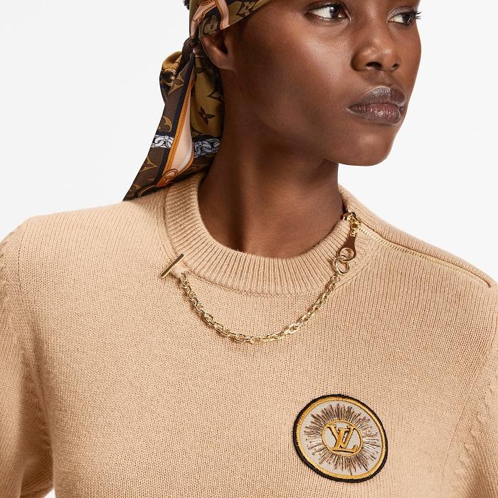 Louis Vuitton Chain Detail Patch Round Neck Sweater 1ABYR9