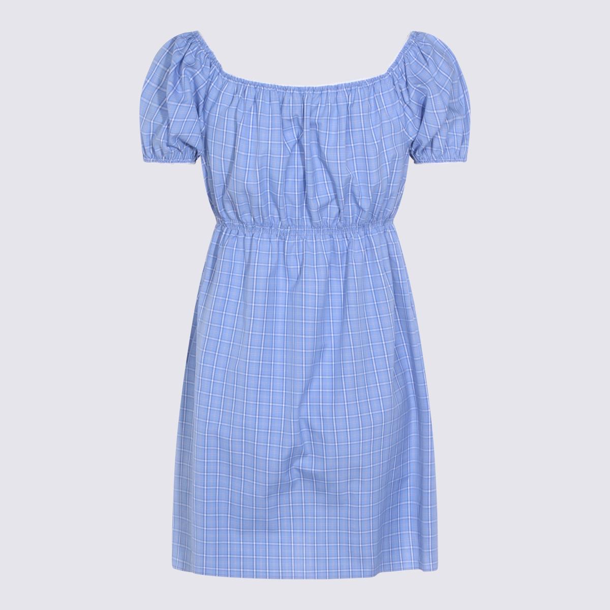 Miu Miu Short Sleeve Mini Dress Navy Wool Blend
