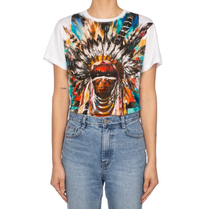 Balmain Indian Print Short Sleeve T-Shirt Women White
