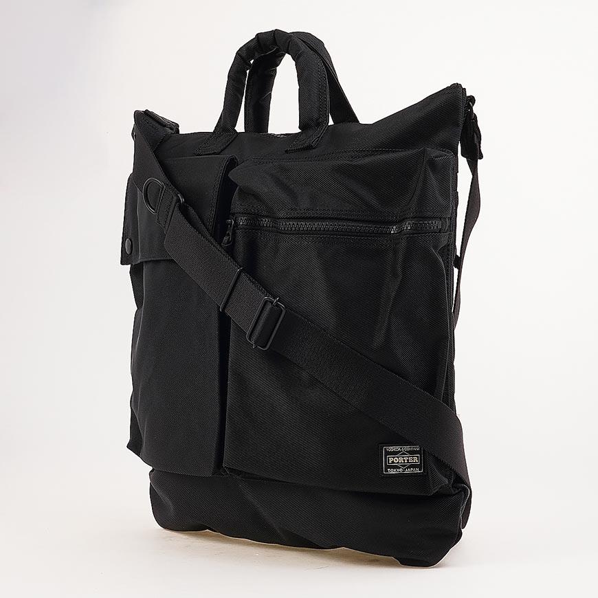PORTER Unisex Unit 2-Way Helmet Bag Black Crossbody