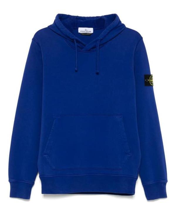 STONE ISLAND Cotton Fleece Hooded Sweatshirt Black Men