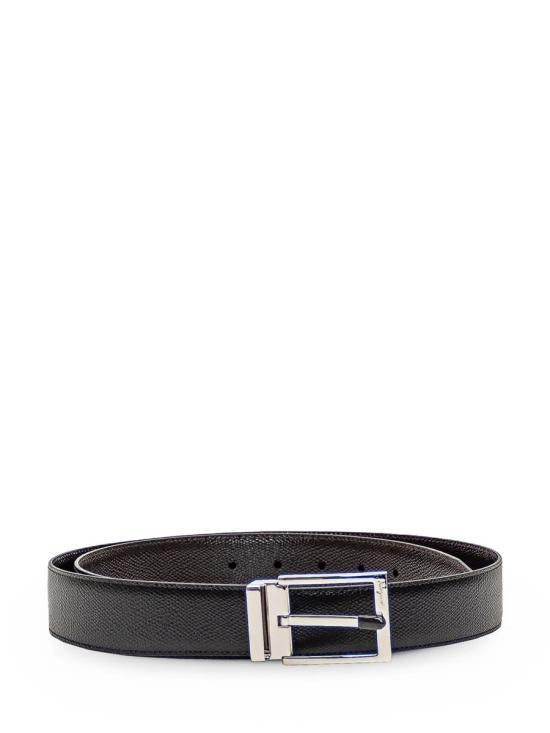 Ferragamo Black Hickory Leather Belt for Men