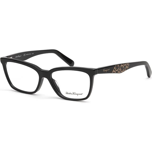 Ferragamo Black Acetate Logo Pattern Unisex Eyeglass Frames SF2904 001