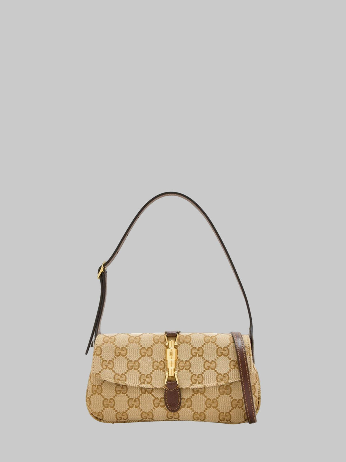 GUCCI Leather Shoulder Bag Beige Brown Women’s Handbag