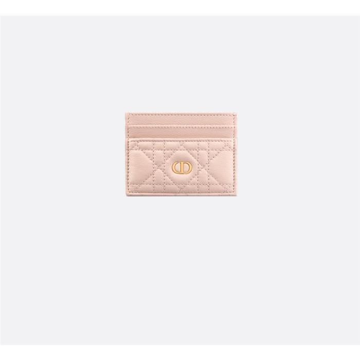DIOR Caro Freesia Leather Card Holder Wallet