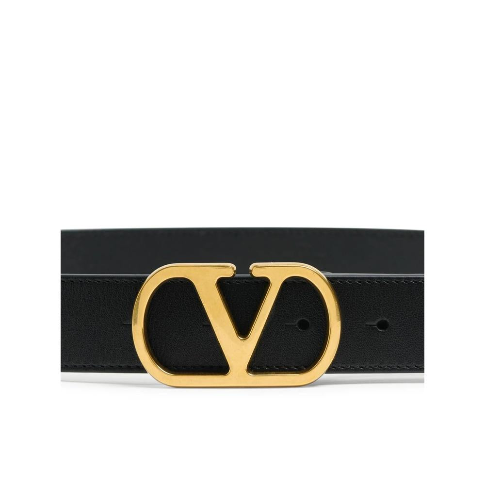 VALENTINO V-Logo Leather Belt Black Women’s Fashion Accessory