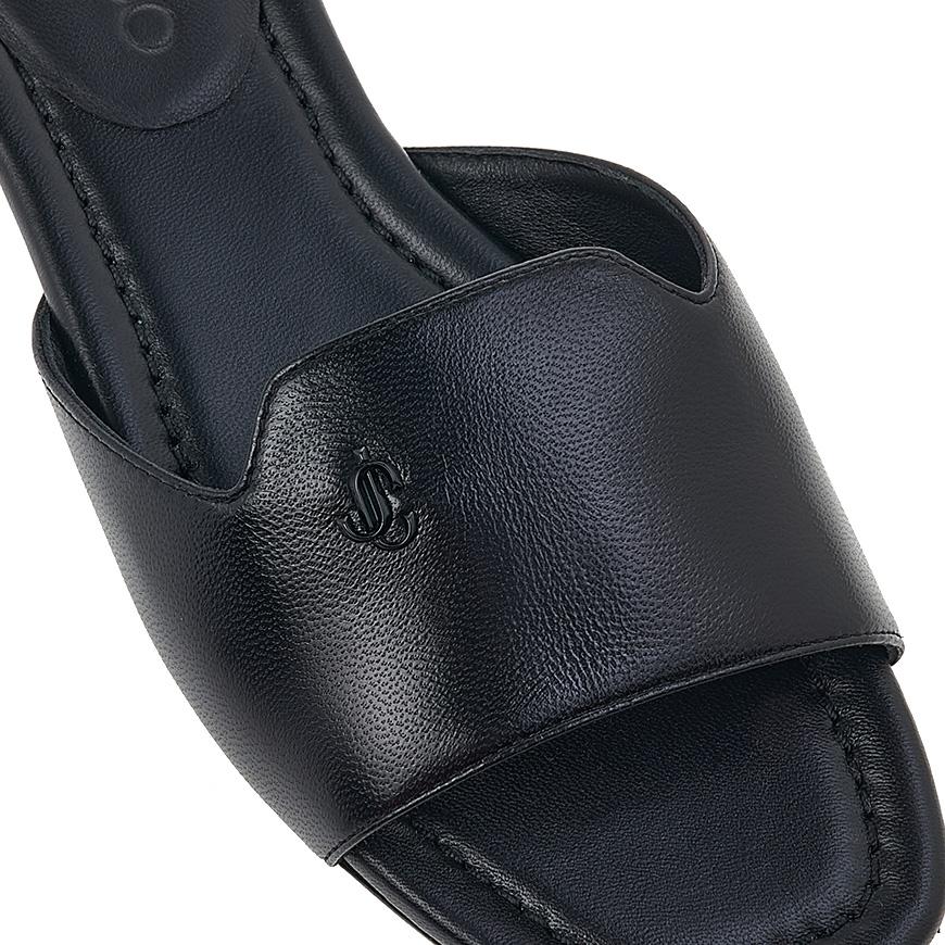 Jimmy Choo Black Nappa Leather Square Toe Open Sandals