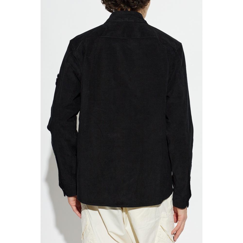 STONE ISLAND Cotton Corduroy Overshirt Men’s Long Sleeve Shirt Black