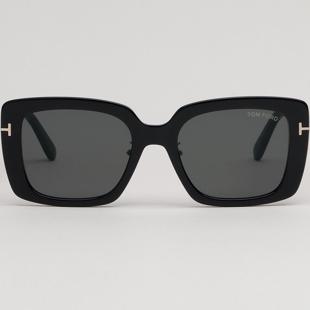 TOM FORD Black Rectangular Acetate Sunglasses Asian Fit Unisex TF1169K 01A