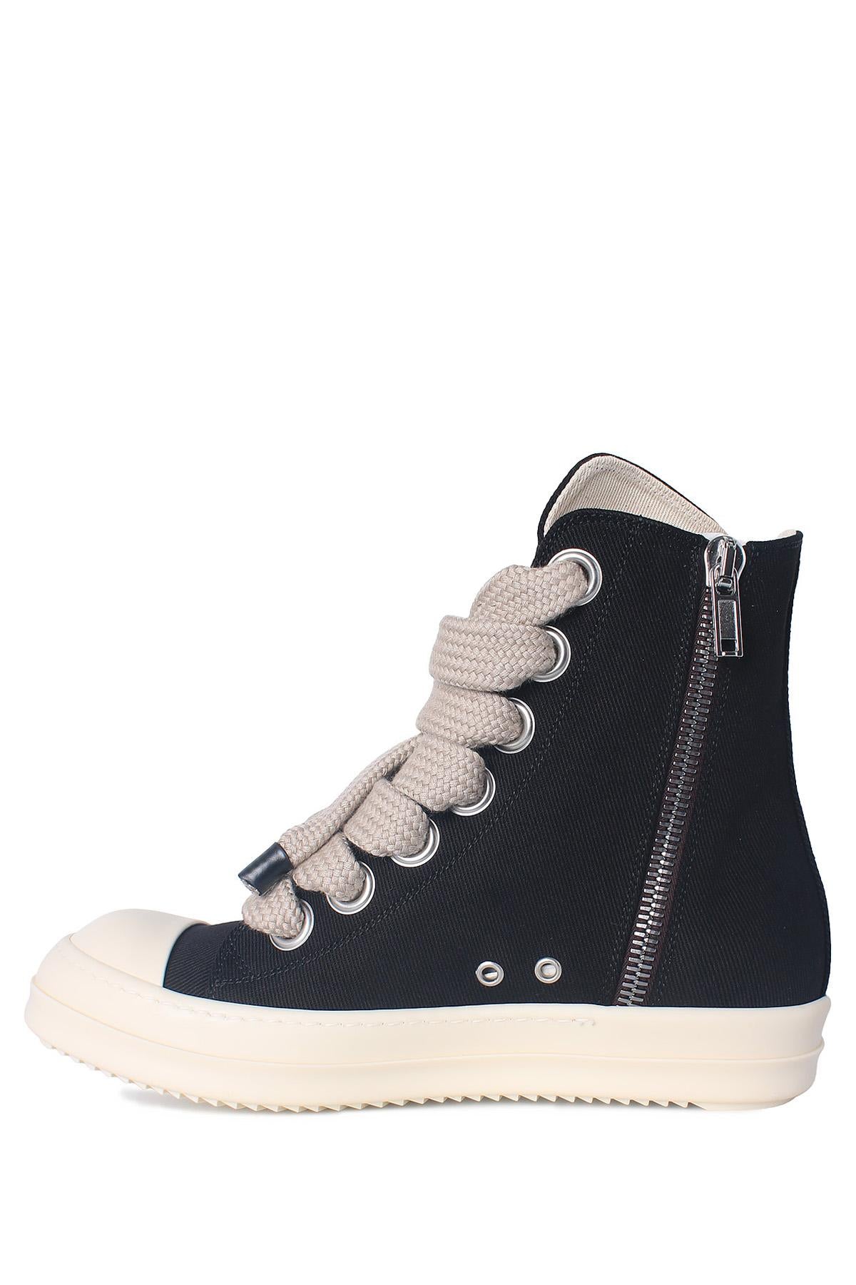 Rick Owens DRKSHDW Overdyed Denim Jumbo Lace High-Top Sneakers Black Milk