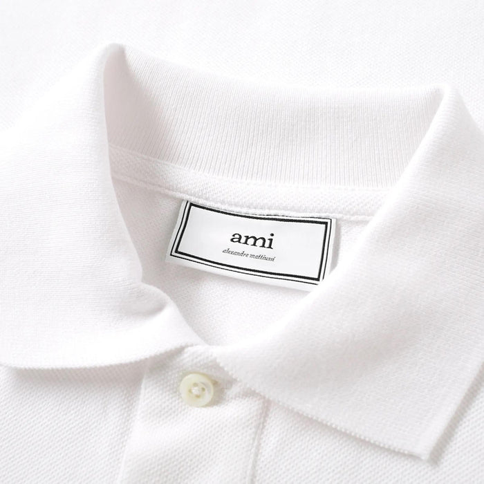 AMI Small Heart Logo White Polo Shirt Unisex