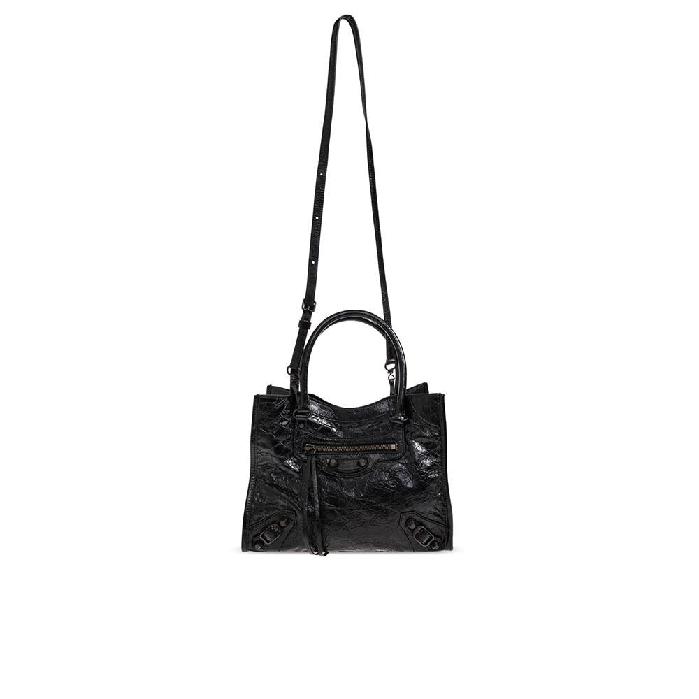BALENCIAGA Le Cagole City Mini Tote Bag Black Leather