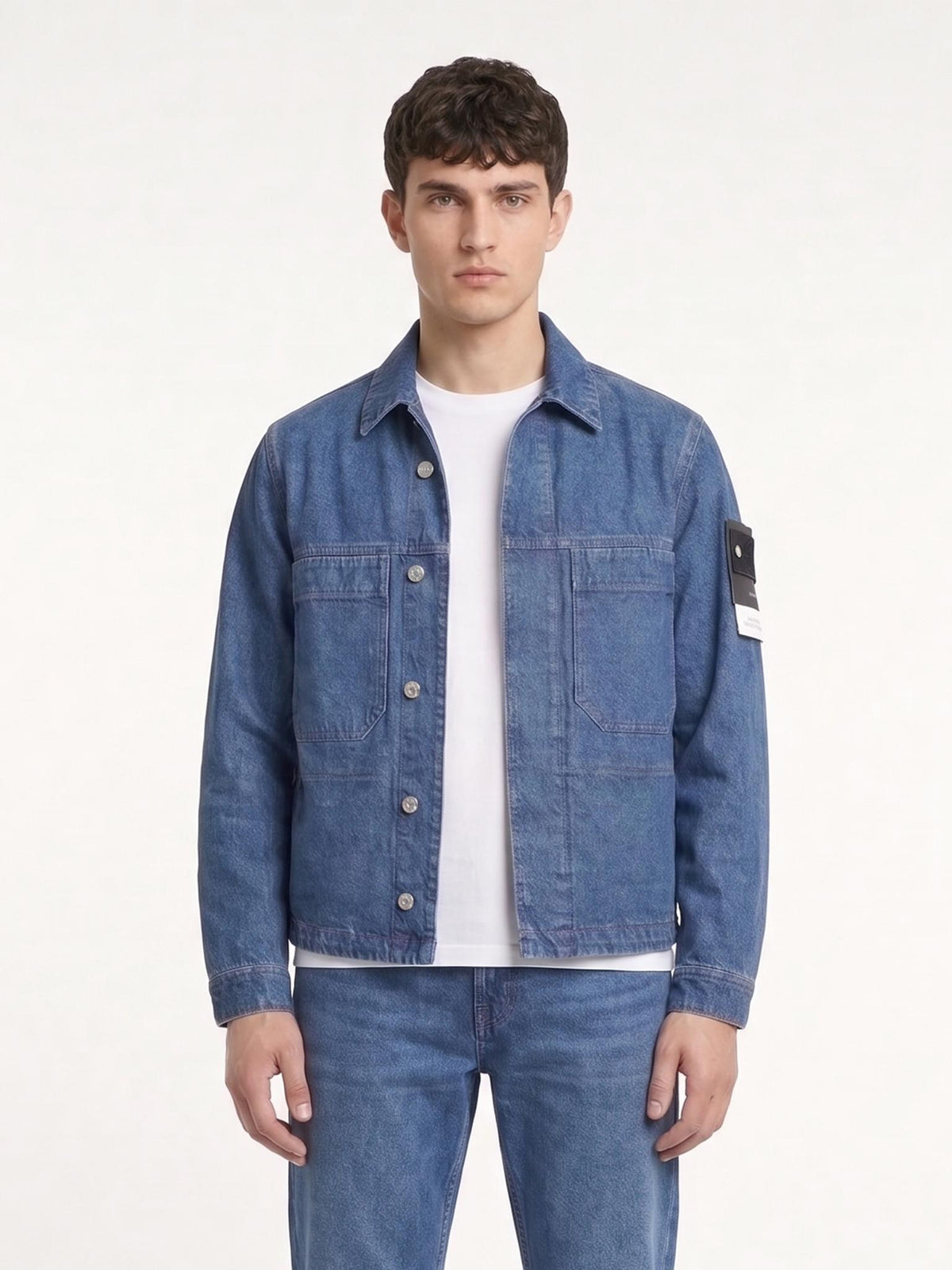 STONE ISLAND Blue Denim Trucker Jacket Men