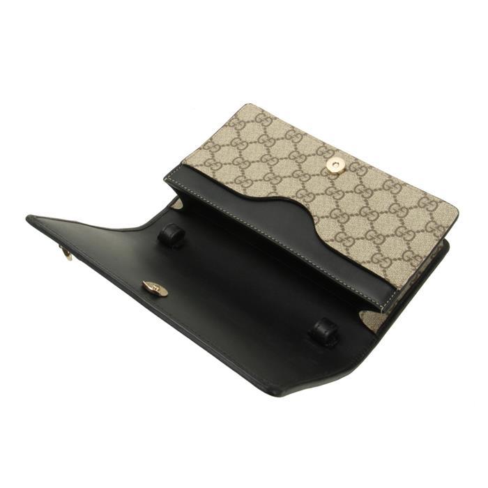 GUCCI GG Emblem Super Mini Shoulder Bag Beige Brown Leather