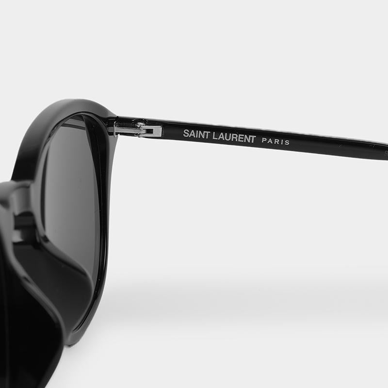 Saint Laurent Black Acetate Asian Fit Square Sunglasses 53mm