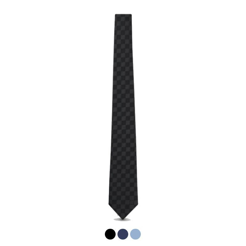 Louis Vuitton Damier Classic Silk Tie Black Marine Light Blue Men’s
