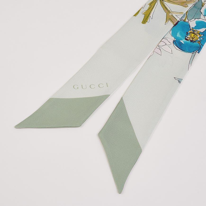 GUCCI Unisex Printed Silk Twill Ribbon Scarf 831626 3G001 3967