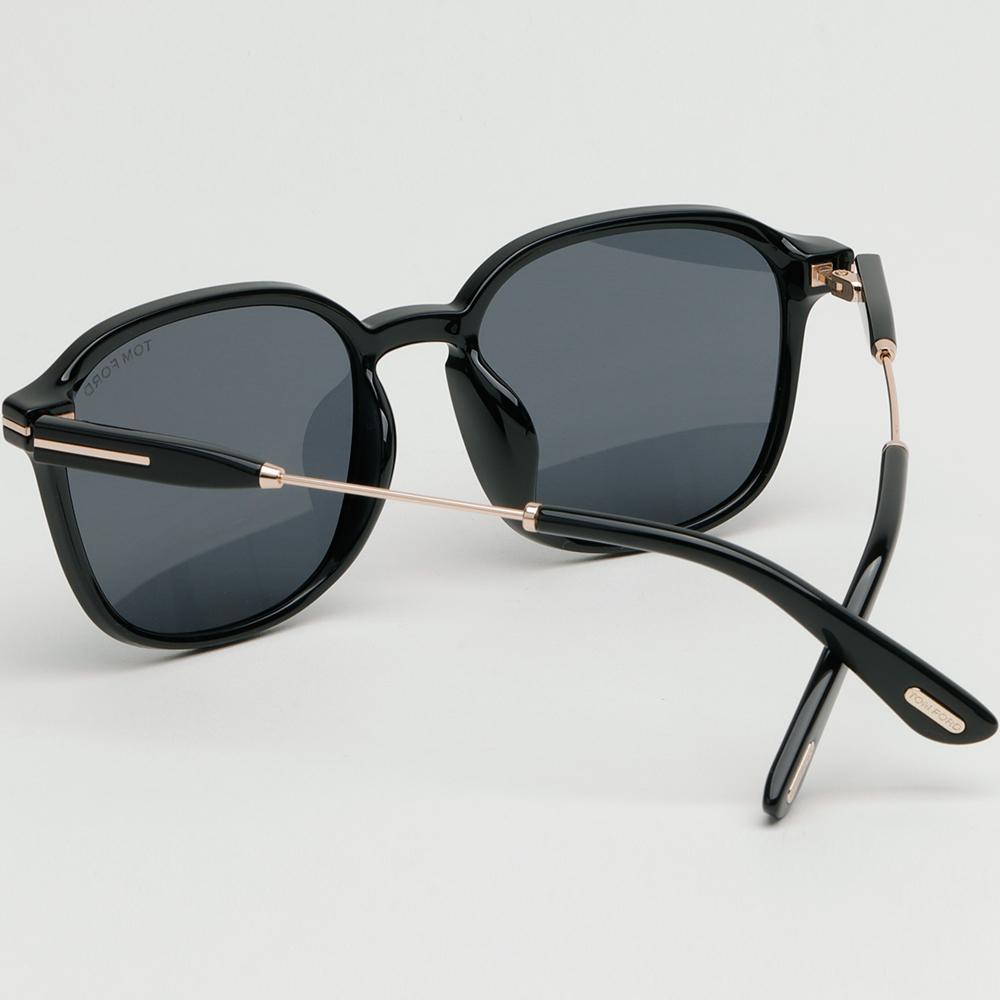 TOM FORD Black Acetate Square Sunglasses Asian Fit Unisex