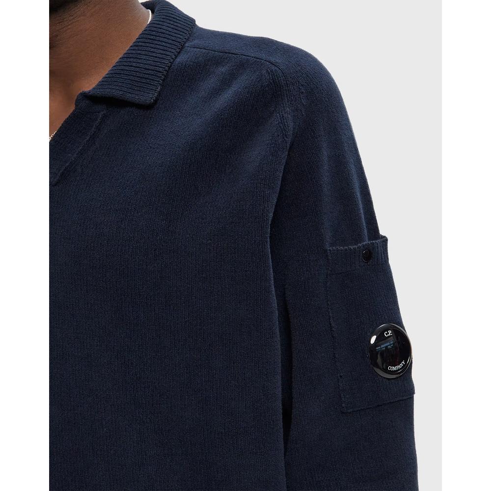 CP Company Cotton Chenille V-Neck Polo Knit Sweater for Men