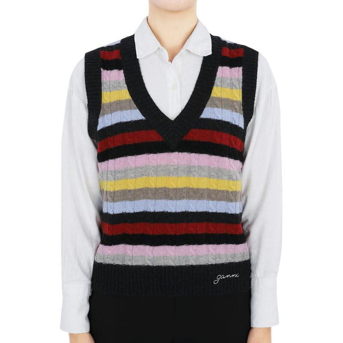 GANNI Women’s Wool-Blend Knit Vest Multicolor K2286 999