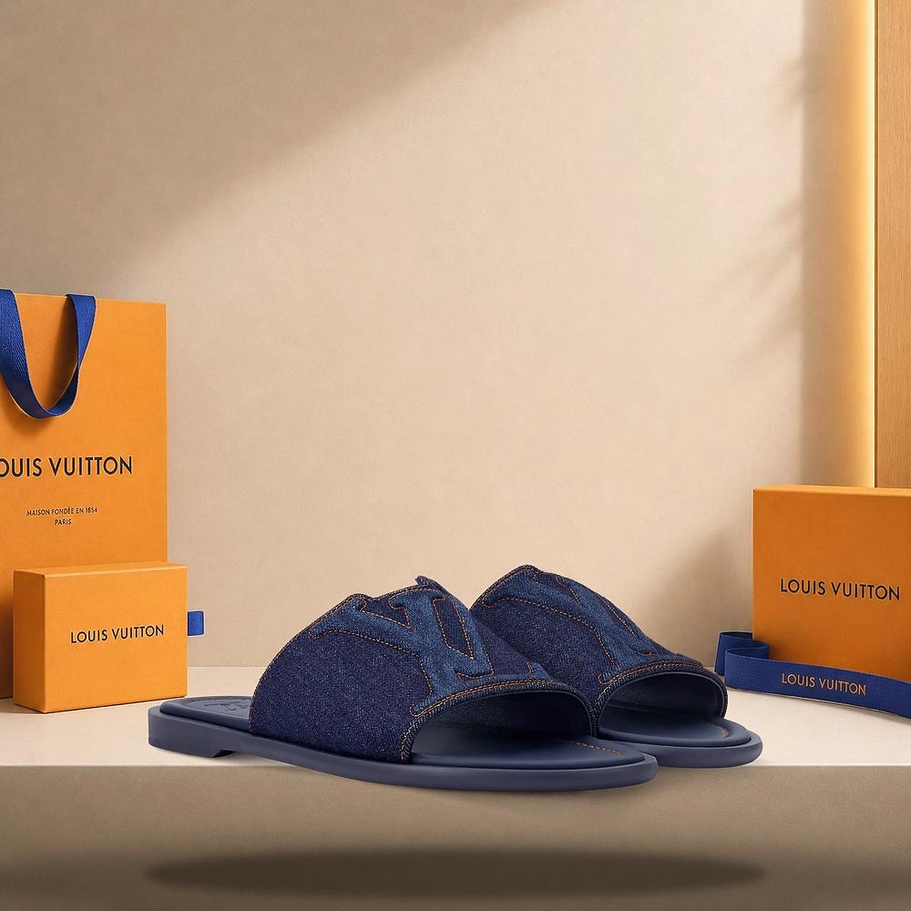 Louis Vuitton Portofino Mules Navy Blue Men’s Slippers