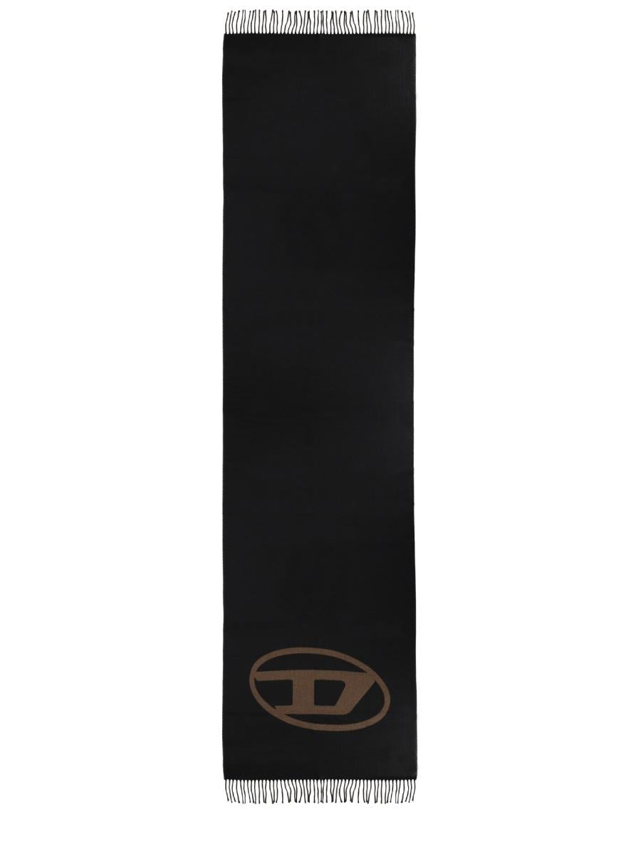 DIESEL Gray Logo Wool Scarf