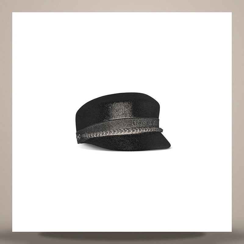 DIOR Black Wool Felt Travel Cap Bucket Hat