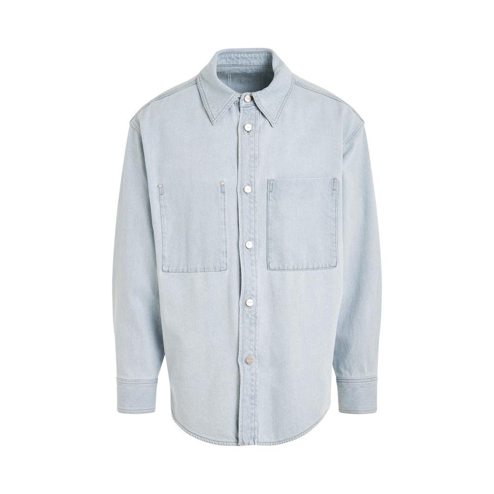 WOOYOUNGMI Light Blue Back Logo Denim Long Sleeve Shirt