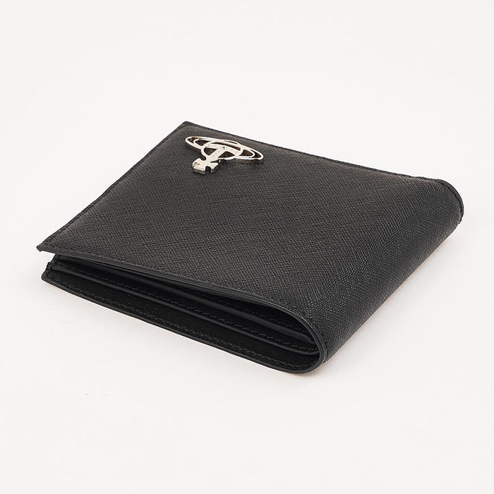 Vivienne Westwood Saffiano Leather Bi-Fold Wallet for Men Black