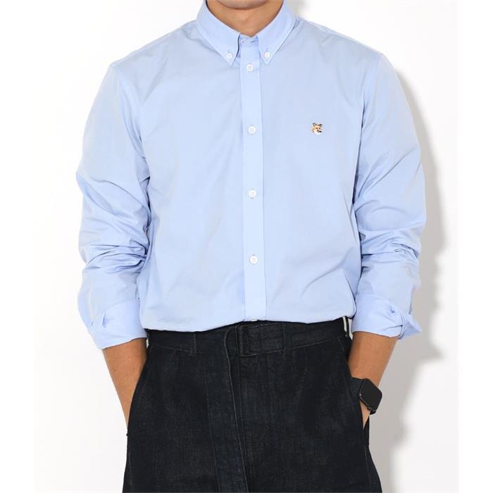 Maison Kitsune Fox Head Logo Long Sleeve Shirt HM00435WC0025