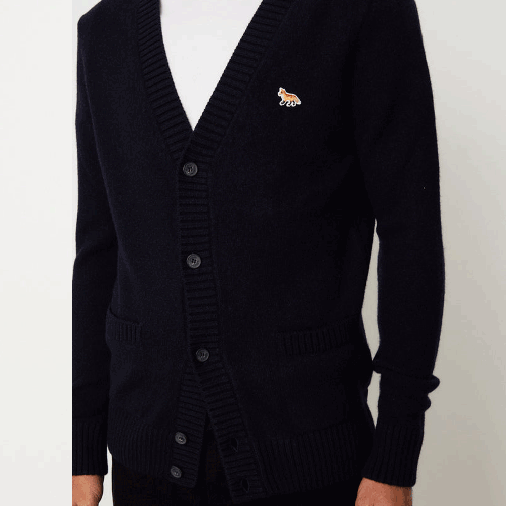 Maison Kitsune Baby Fox Cozy Knit Cardigan for Men HM00501KT1006 NA P480