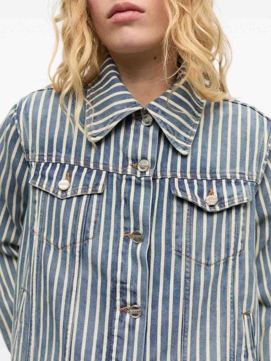 GANNI Denim Jacket Women’s Casual Outerwear J1745326 SOFT CHAMBRAY DOM