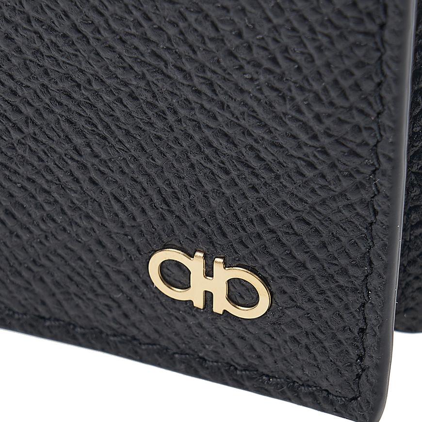 Ferragamo Men’s Gancini Leather Card Holder Wallet Black 0775660