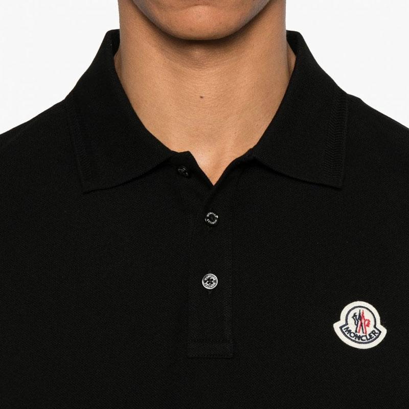 Moncler Men’s Logo Patch Cotton Piqué Polo Shirt Black