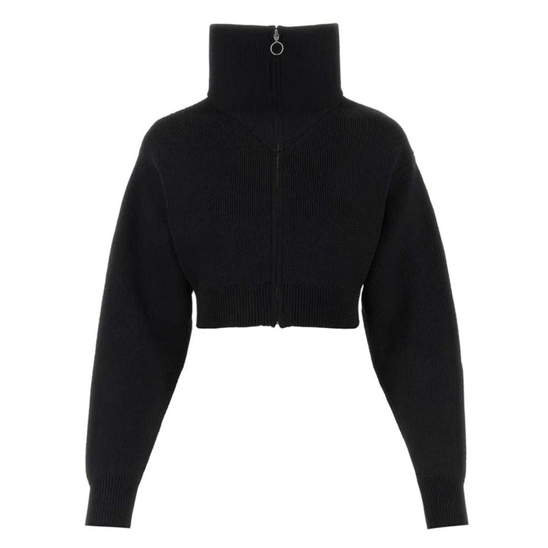 Isabel Marant OXANA Cropped Knit Zip-Up Jacket Black