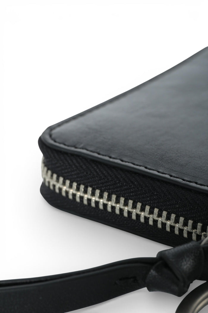Dries Van Noten Black Zipped Leather Card Case Unisex