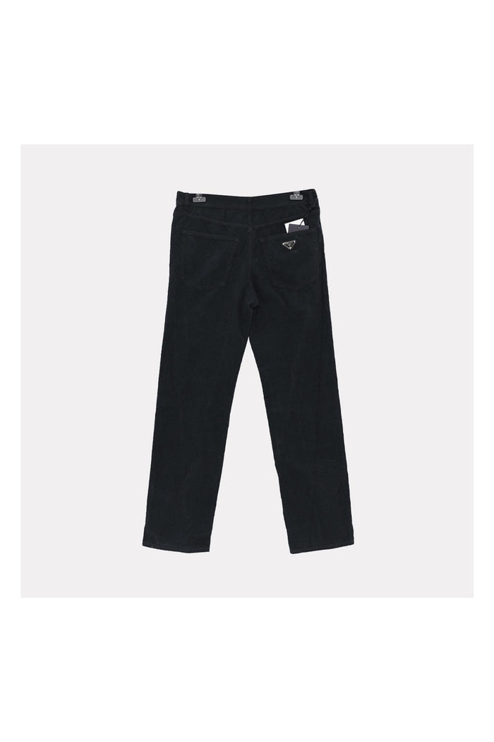 PRADA Triangle Logo 5-Pocket Corduroy Men’s Classic Pants Black