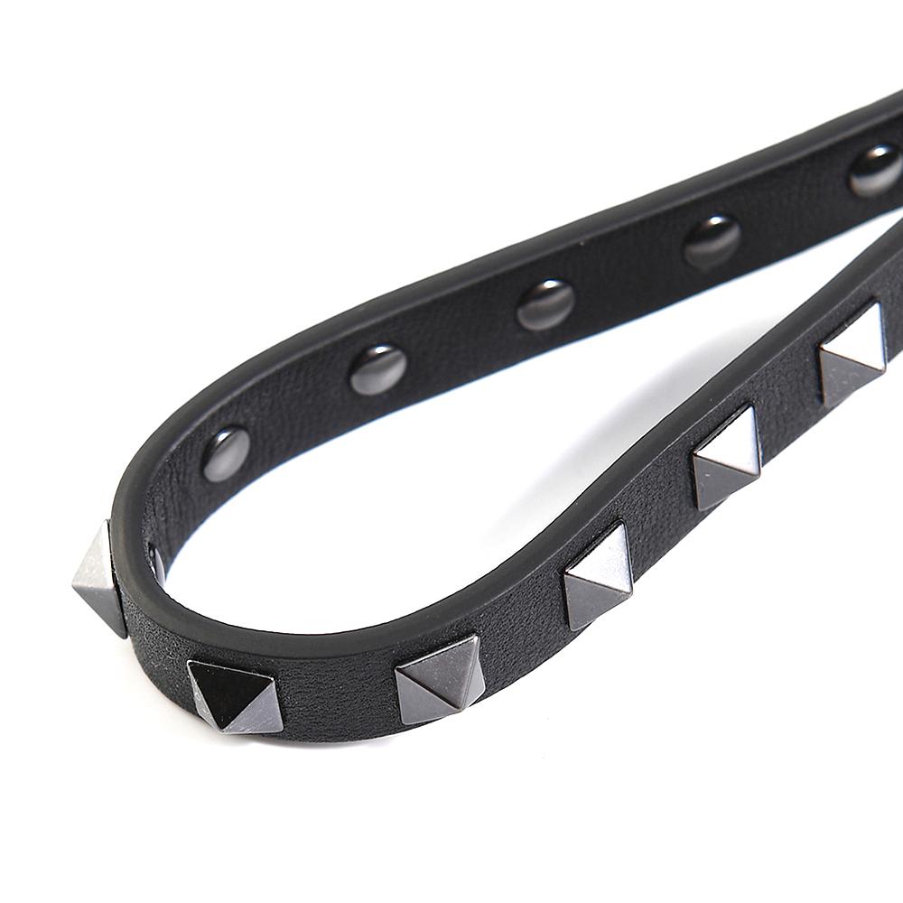 VALENTINO Rockstud Black Leather Keyring Keychain