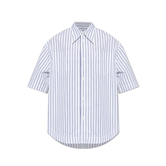 AMI Stripe Cotton Short Sleeve Ami de Coeur Wide Shirt