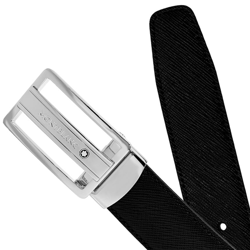Montblanc Saffiano Reversible Black Belt with Square Buckle