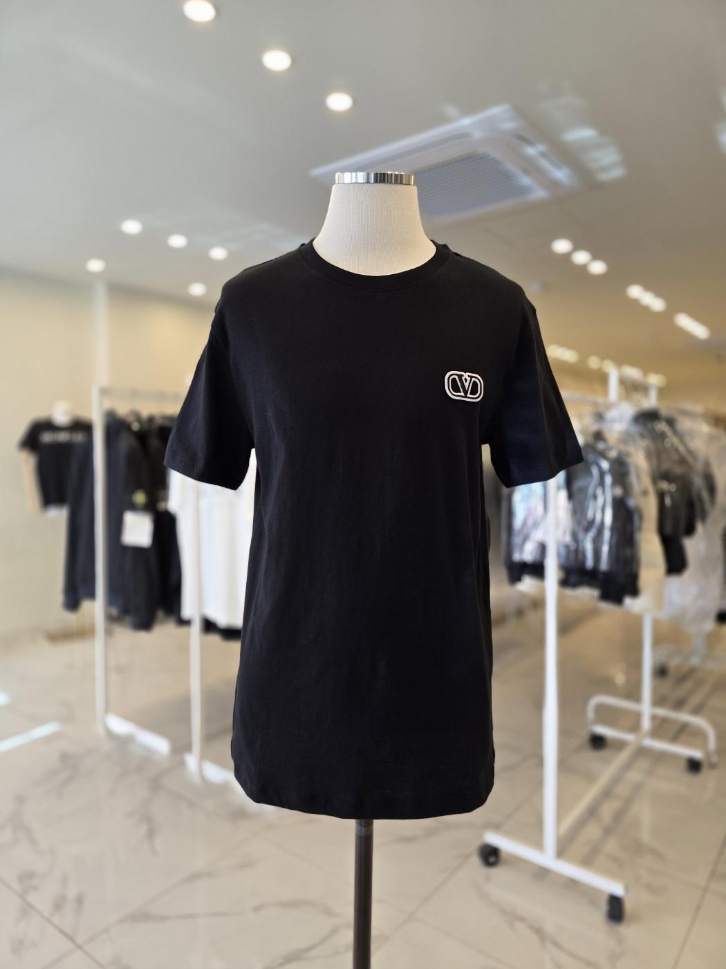 VALENTINO Logo Embroidered Crewneck T-Shirt Black 3V3MG 10V9LJ OBO