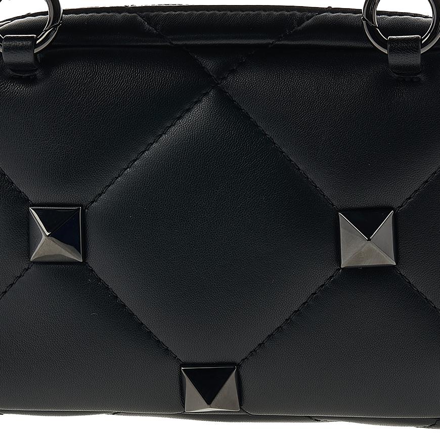 VALENTINO Roman Stud Quilted Leather Tote Bag Black Women
