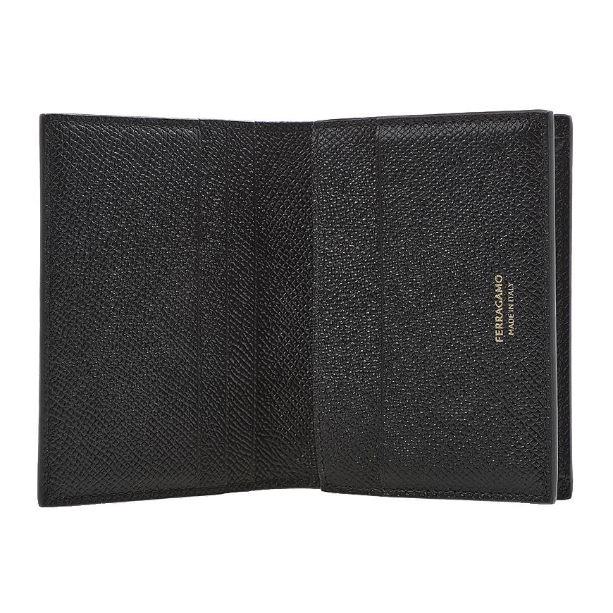 Ferragamo Gancini Card Holder Unisex Leather Wallet 1665 NERO 0784673