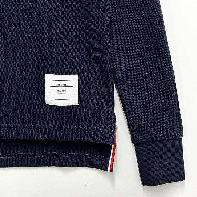 THOM BROWNE Navy Classic 4-Bar Armband Long-Sleeve Polo Tee