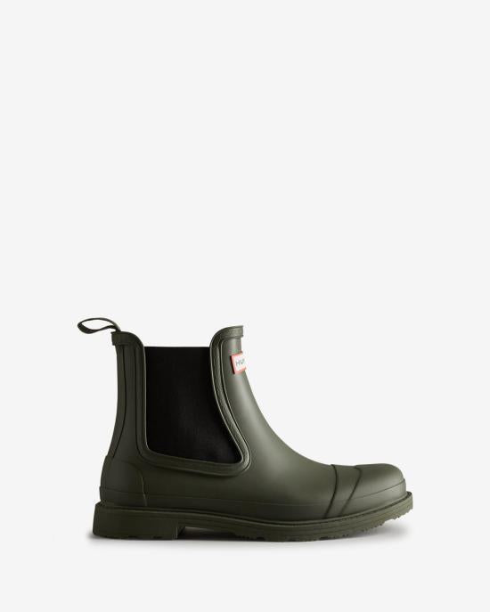 HUNTER Dark Olive Rubber Rain Boots for Men MFS9016 RMADOV